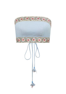 Carnation Crop Top - Blue & Pink Rosewater House