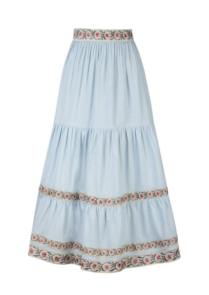 Carnation Ruffle Skirt - Blue & Pink Rosewater House