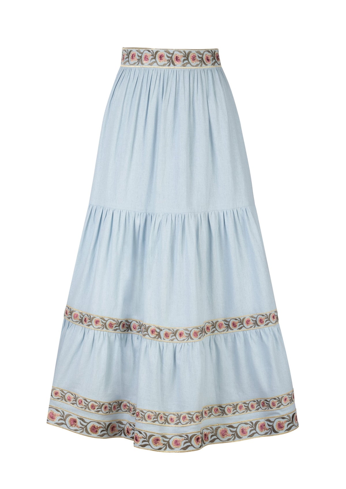 Carnation Ruffle Skirt - Blue & Pink Rosewater House