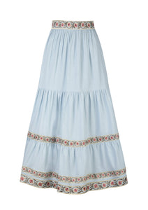Carnation Ruffle Skirt - Blue & Pink Rosewater House