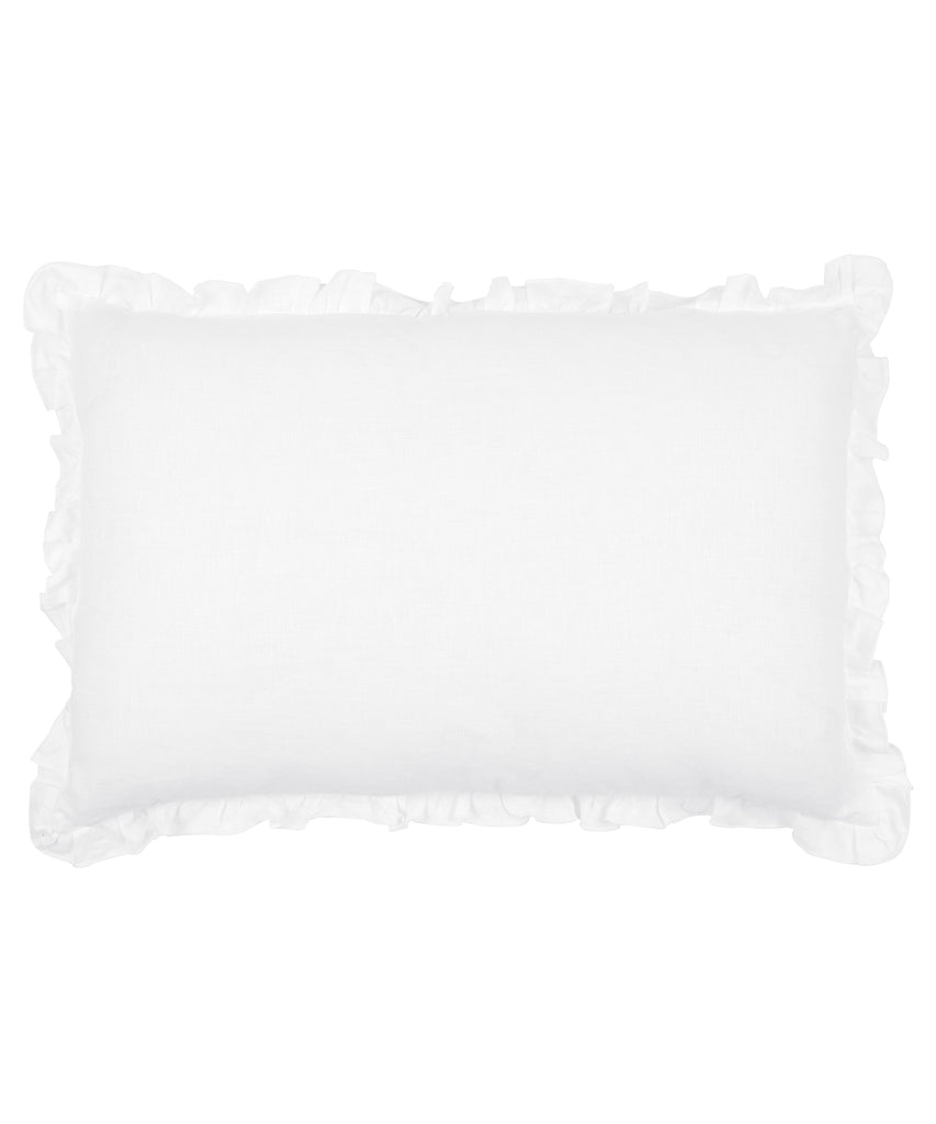 Rebecca Udall Luxury linen ruffle rectangular cushion cover, white