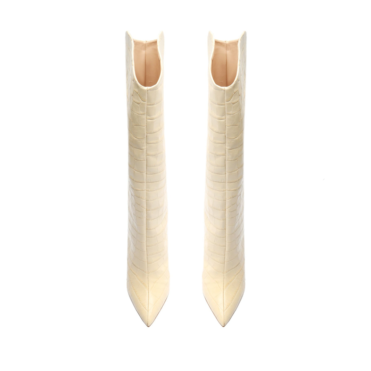 Maryana Crocodile-Embossed Leather Boot in Eggshell