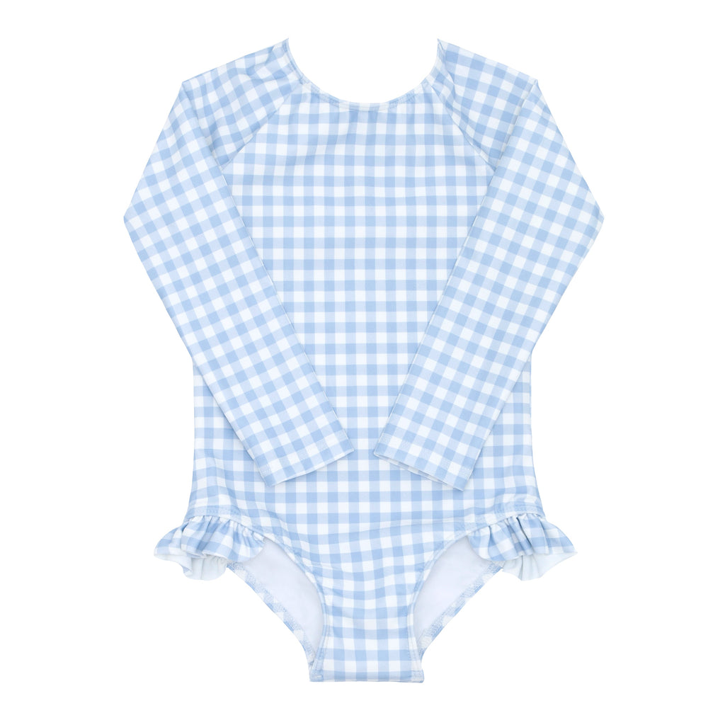 Girl's Oasis Blue Gingham Rashguard One Piece