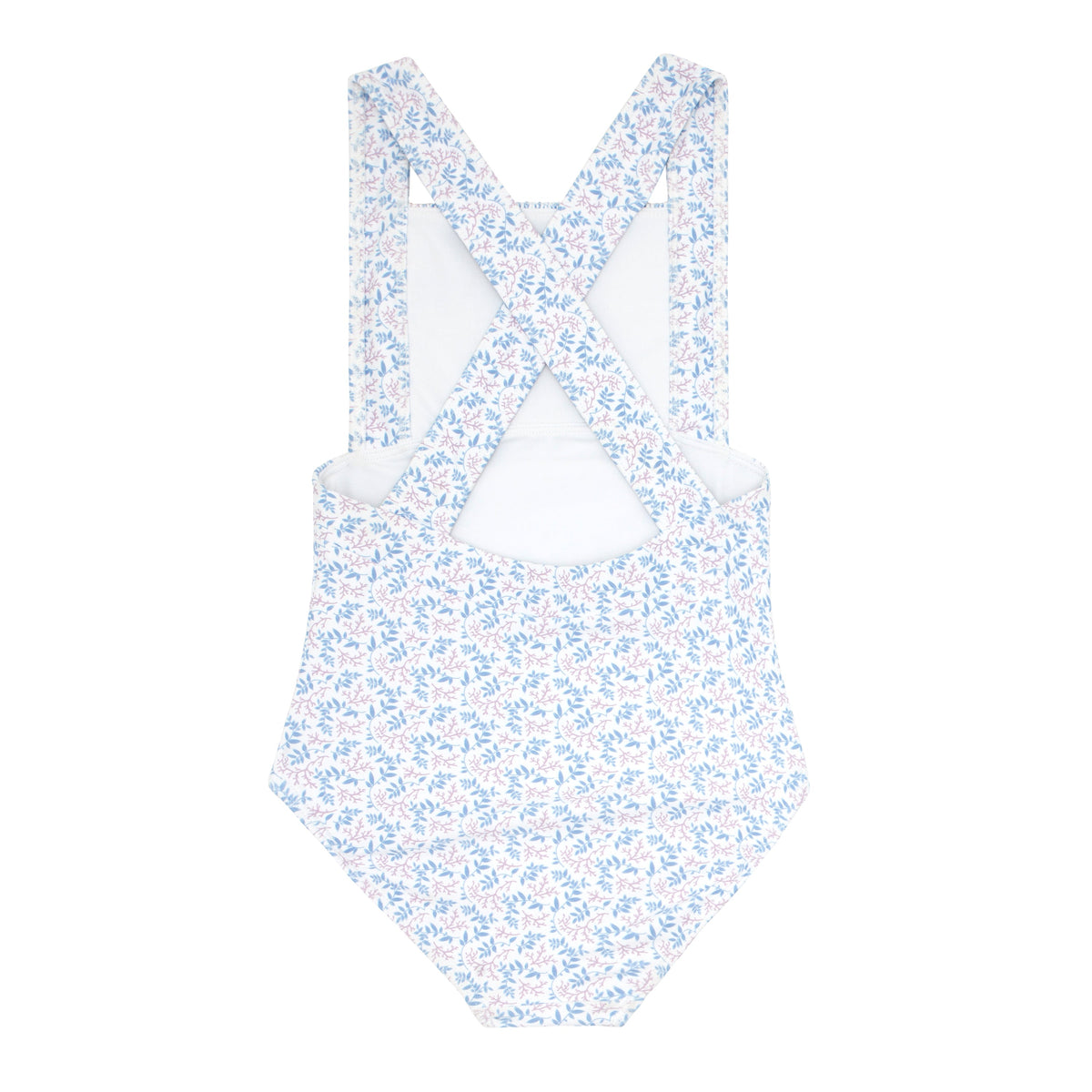 Girls Briland Blue Botanic Smocked Crossover One Piece