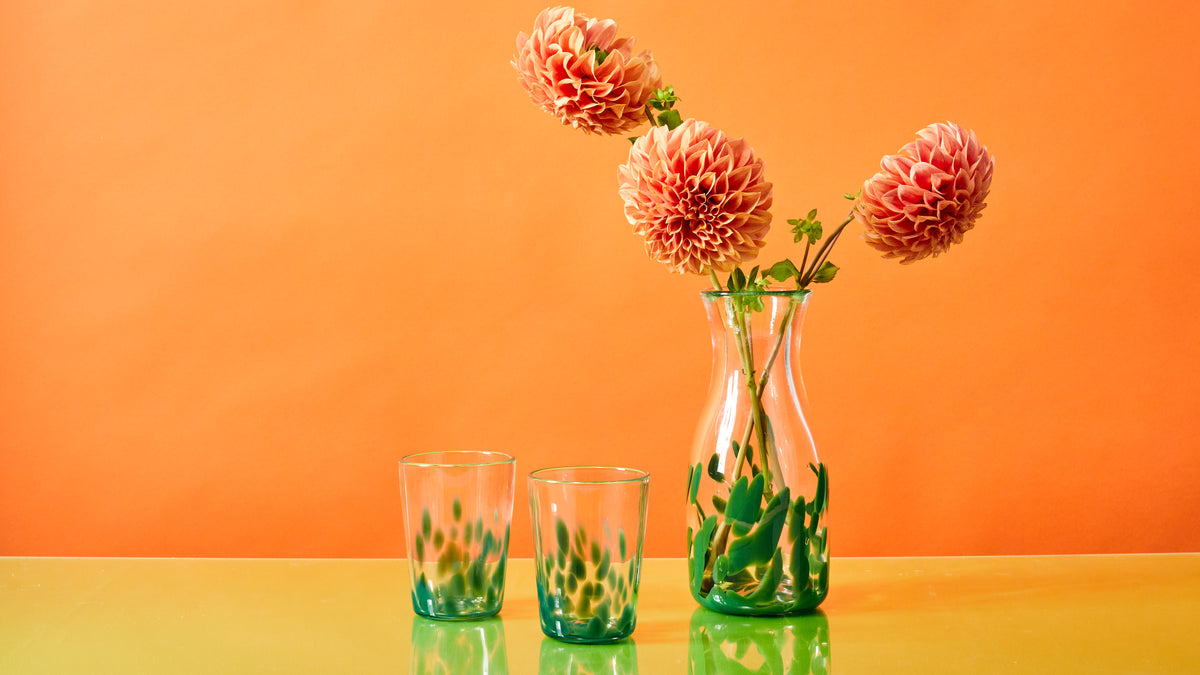 Forest Green Transparent Spotted Carafe