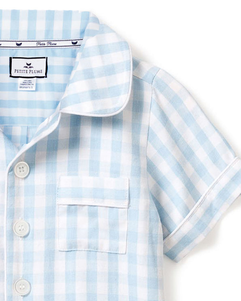 Light Blue Gingham Short Set