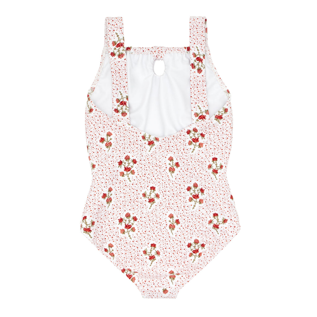 Girls Raspberry Red Gathered One Piece