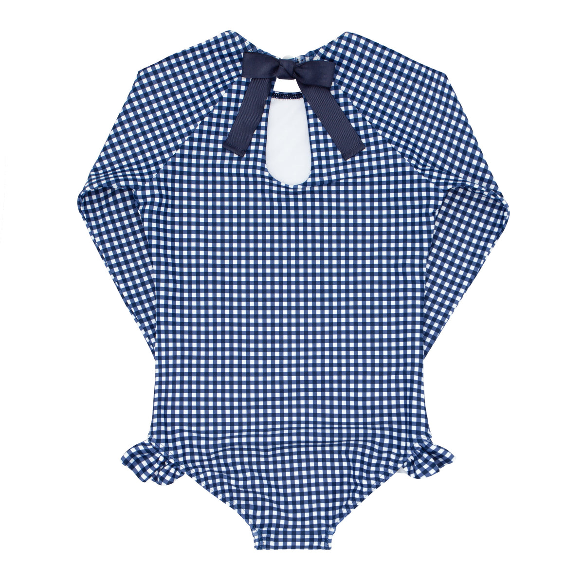 Girls Navy Gingham Rashguard One Piece