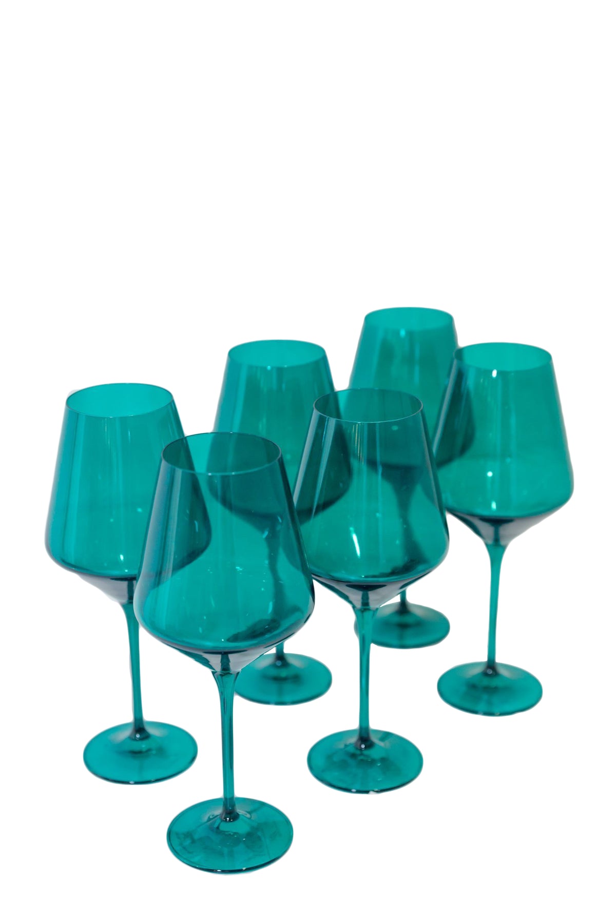 Wine Stemware, Set of 6 Emerald Green