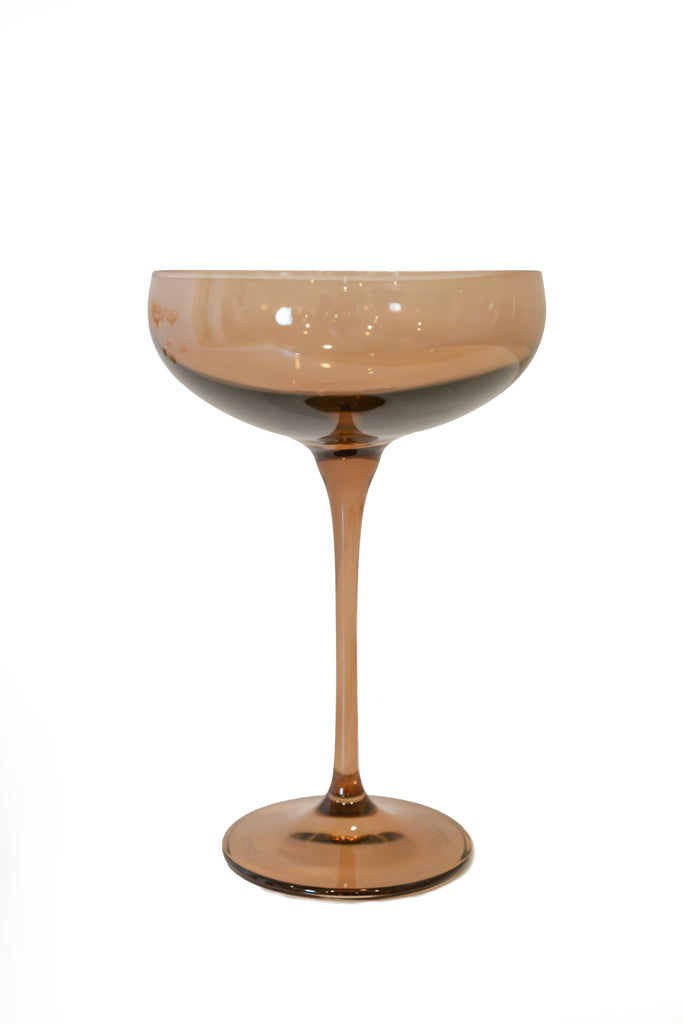 Champagne Coupe Stemware, Set of 6 Amber Smoke