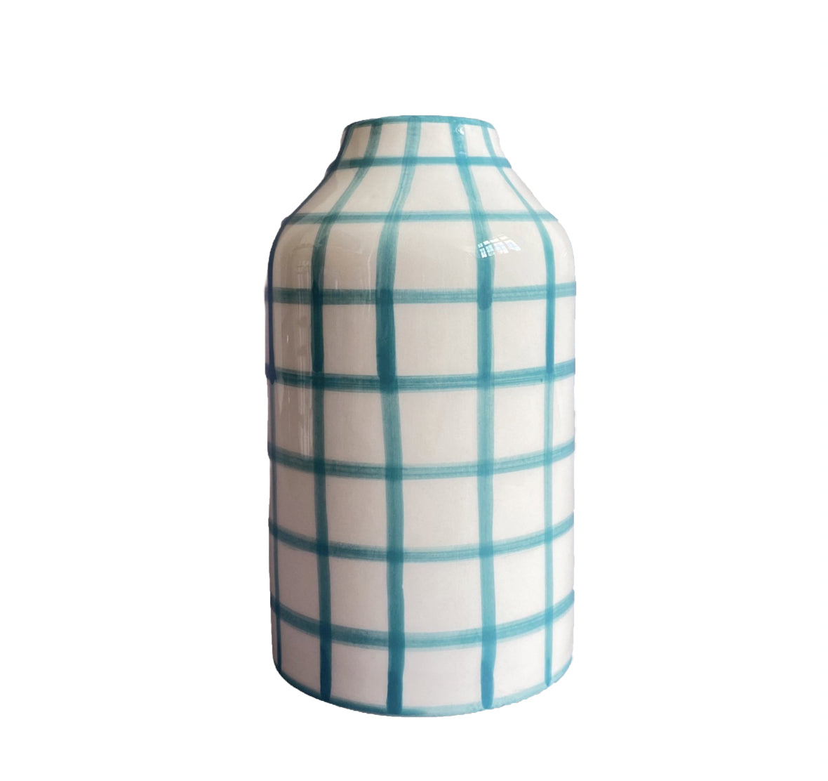 Genie in a Bottle Deco Vase & Bottle in Ibiza Blue Gingham