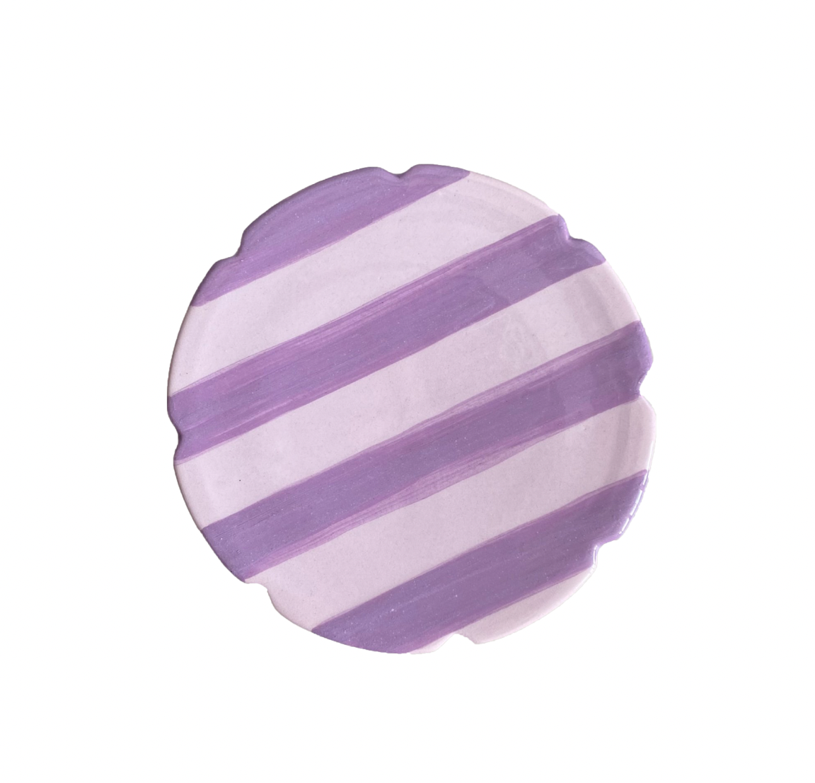 Lila Dessert Plate in Lila Light & Dark Lilac Stripe