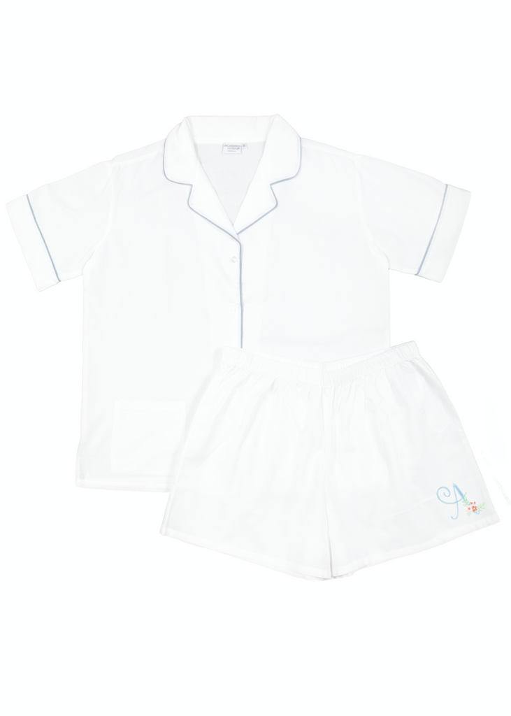 Iris White Cotton Pajama Short Set