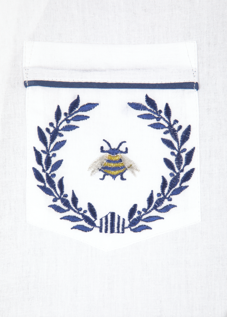 Lizzie White Cotton Pajamas with Bee Embroidery