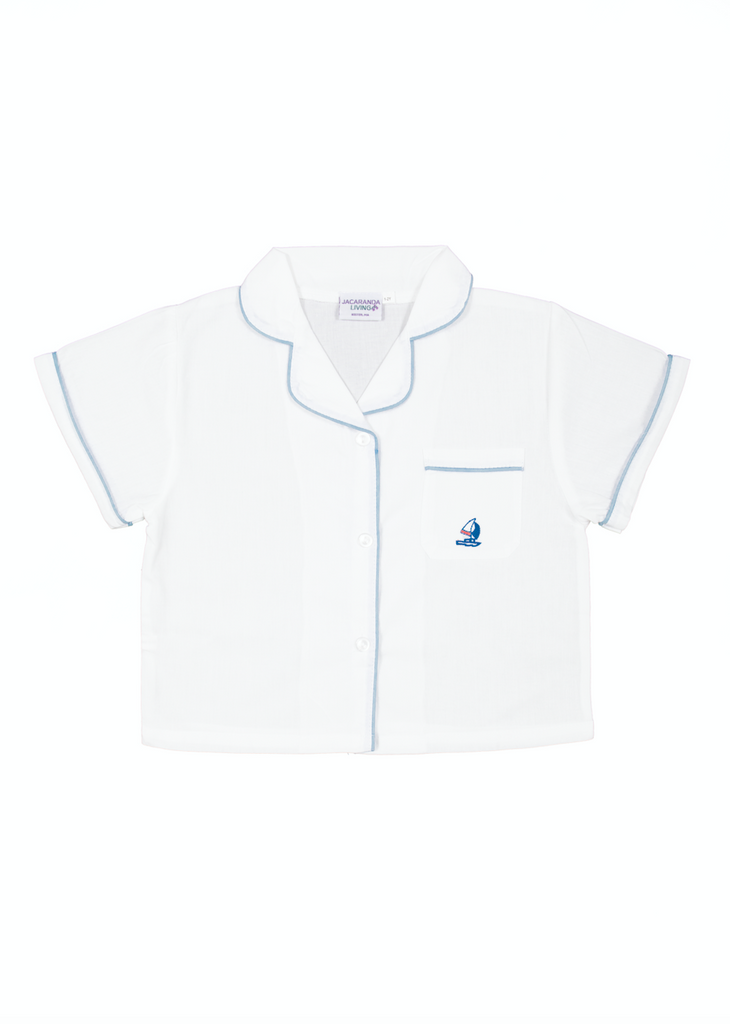 Boys Ship Shape Short Set with Sailboat