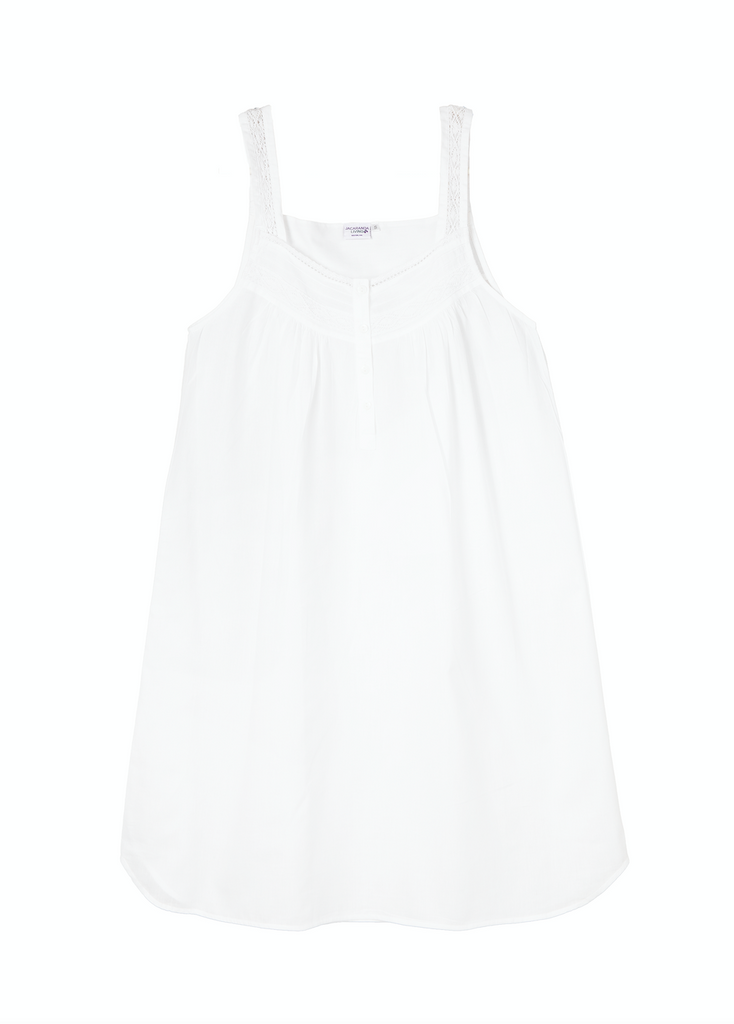 Joy White Cotton Sleeveless Nightgown with Buttons