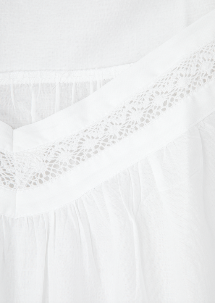 Kristen White Cotton Nightie with Short Ruffle Hem