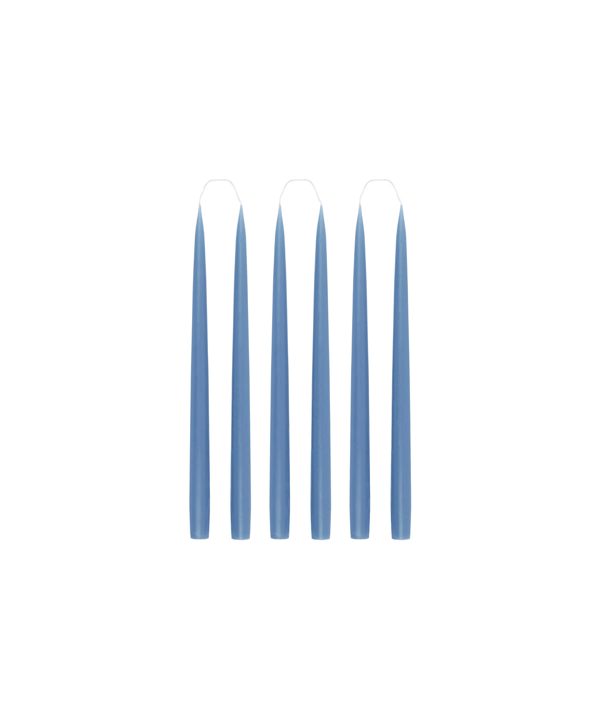 Danish Taper Candles in Cornflower, Set of 6