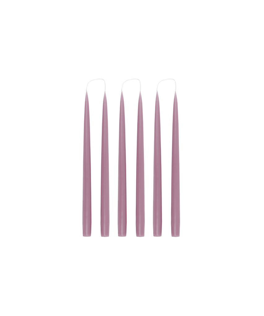 Danish Taper Candles in Thistle Purple, Set of 6