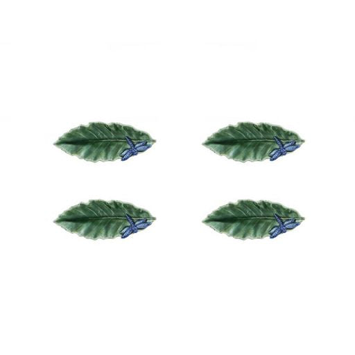 Countryside Leaves Chestnut Leaf with Dragonfly, Set of 4