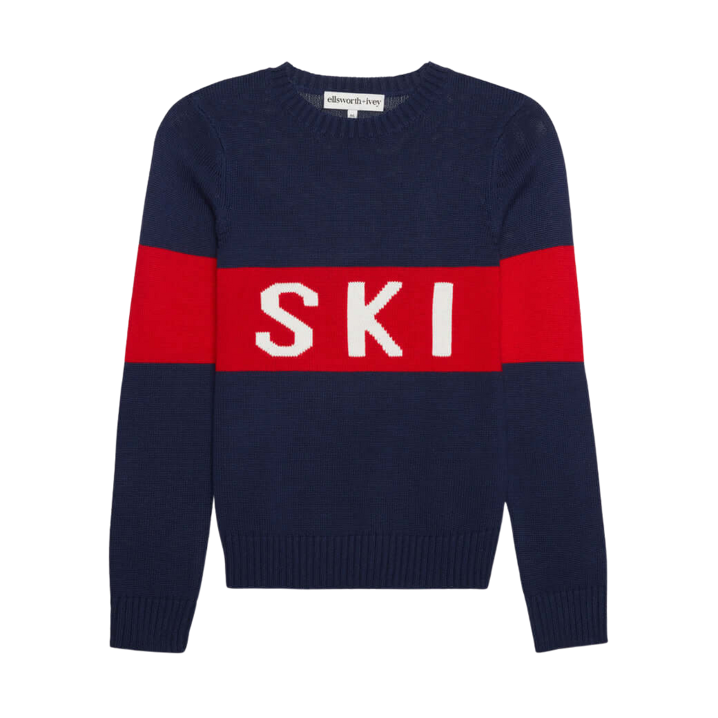 Block Ski Crewneck Sweater in Navy