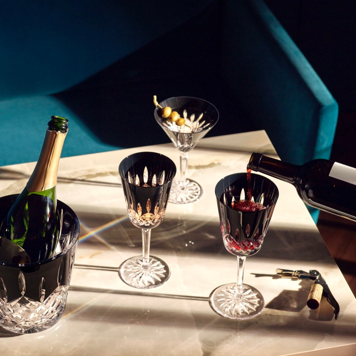 Lismore Black Flute 6 oz, Set of 2