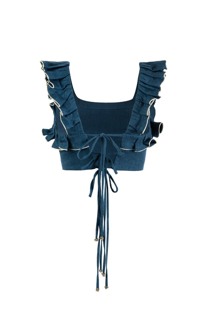 Malika Bustier Top - Blue Tops - Cropped & Casual Rosewater House