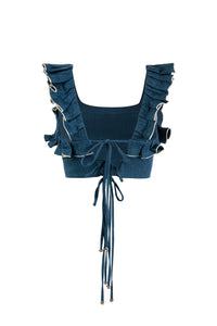 Malika Bustier Top - Blue Tops - Cropped & Casual Rosewater House