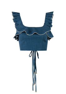 Malika Bustier Top - Blue Tops - Cropped & Casual Rosewater House