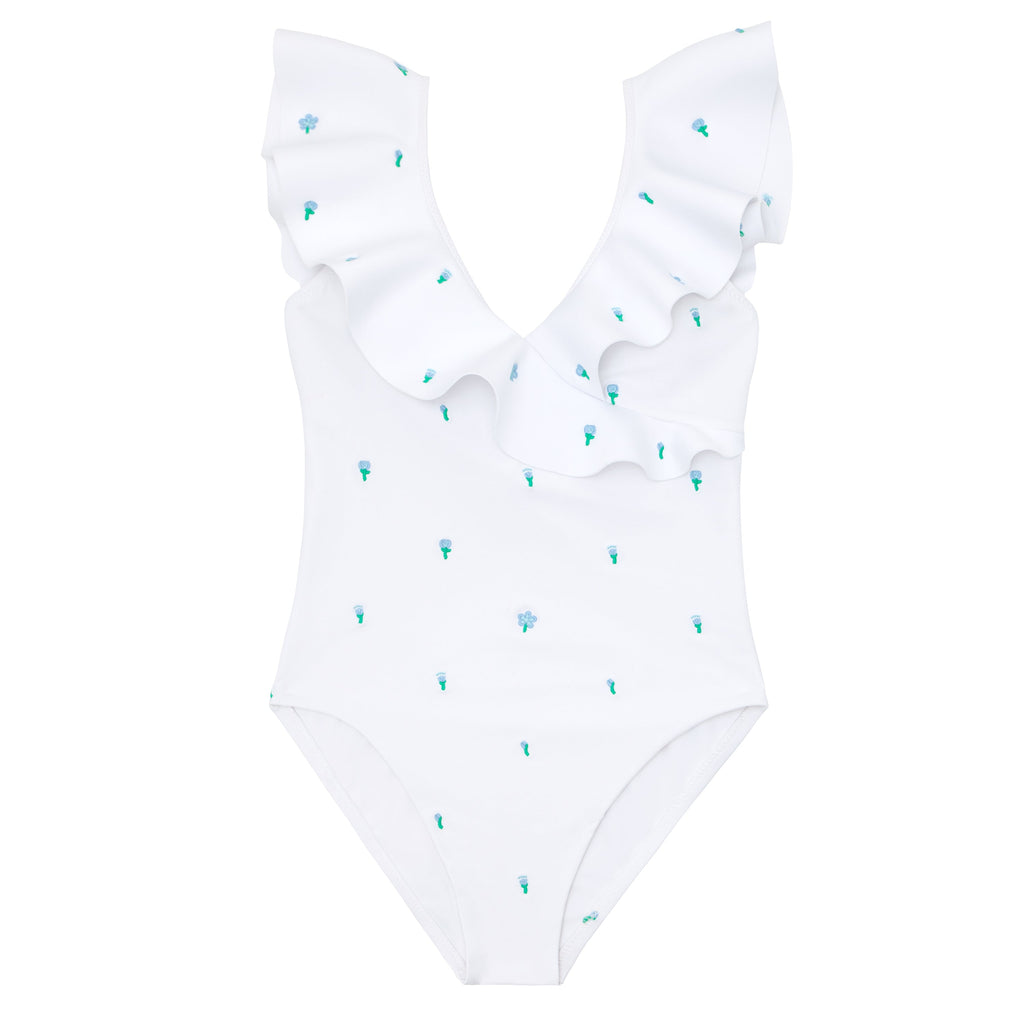 minnow x Fanm Mon Women's Coconut Grove White Ruffle One Piece