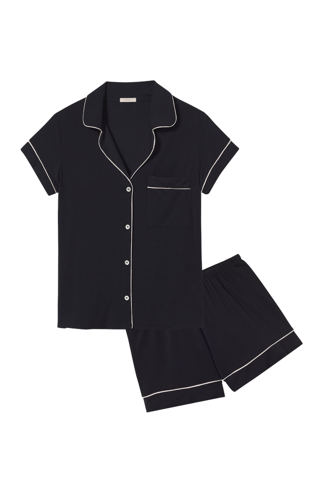 Gisele Shortie PJ Set in Black/Sorbet
