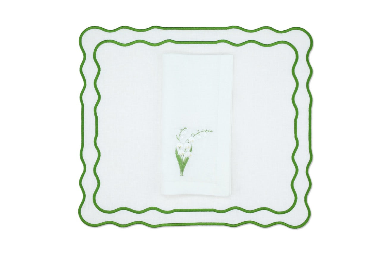 White Lily Linen Napkin and Tableau Placemat, Set of 4