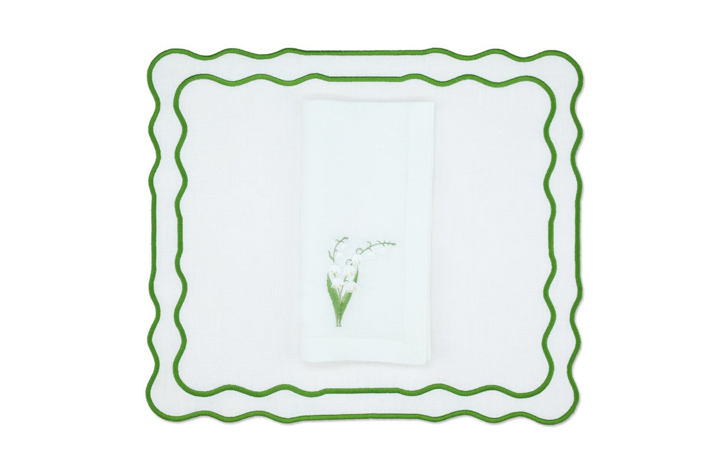 White Lily Linen Napkin and Tableau Placemat, Set of 4
