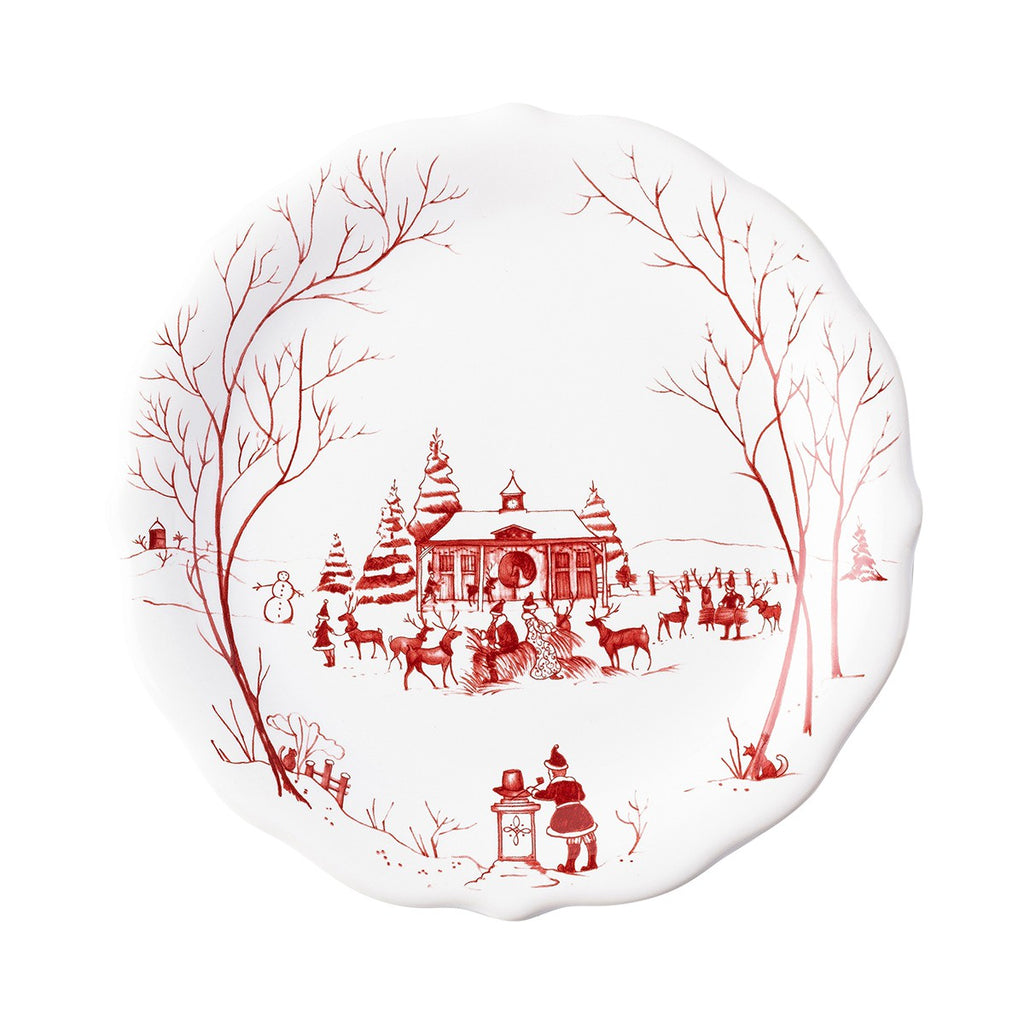 Country Estate Winter Frolic Ruby "Mr. & Mrs. Claus" Party Plates, Set of 4