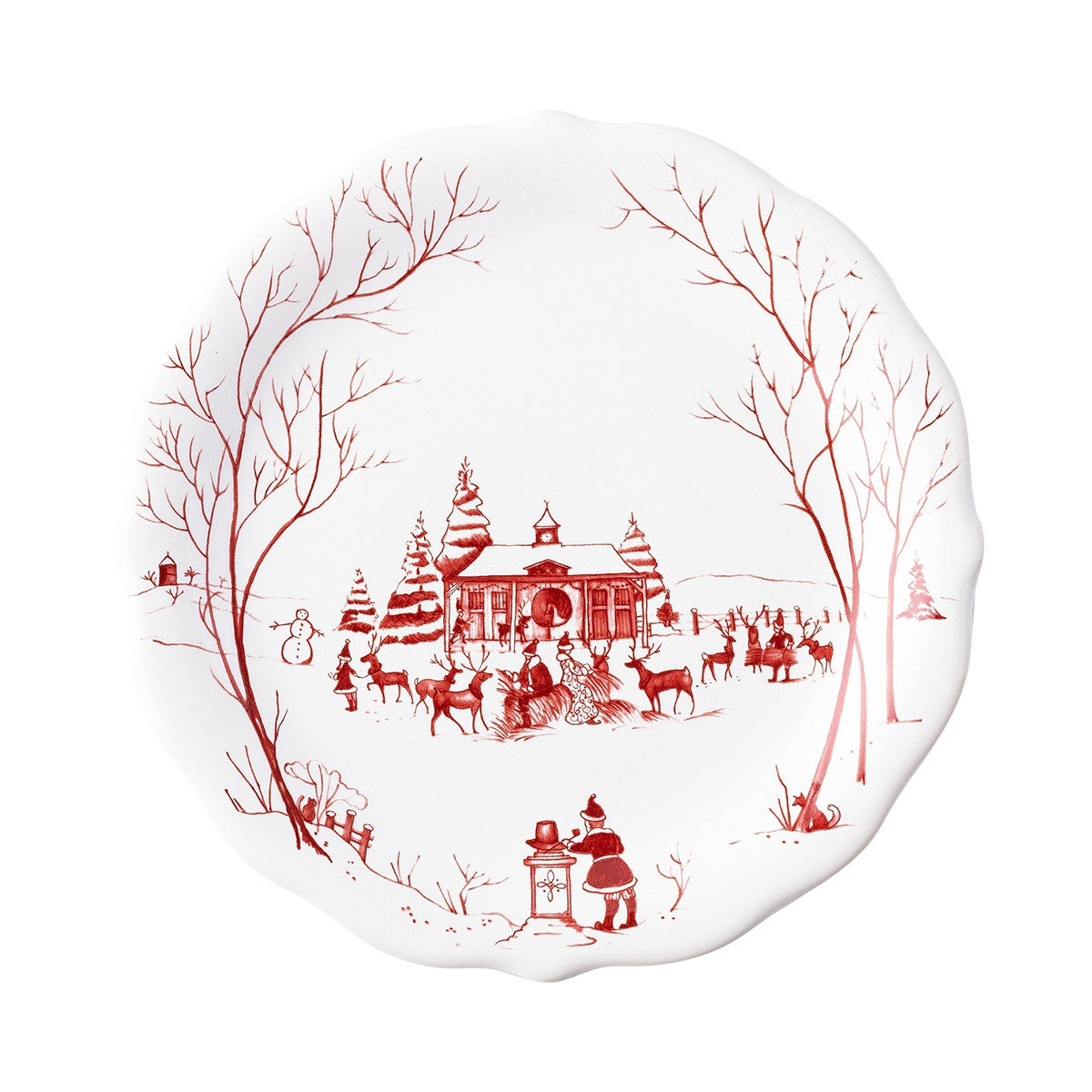 Country Estate Winter Frolic Ruby "Mr. & Mrs. Claus" Party Plates, Set of 4