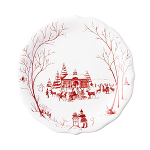 Country Estate Winter Frolic Ruby "Mr. & Mrs. Claus" Party Plates, Set of 4