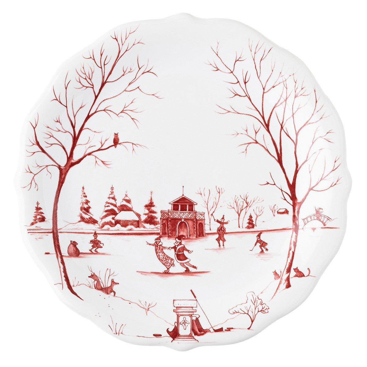 Country Estate Winter Frolic Ruby "Mr. & Mrs. Claus" Party Plates, Set of 4