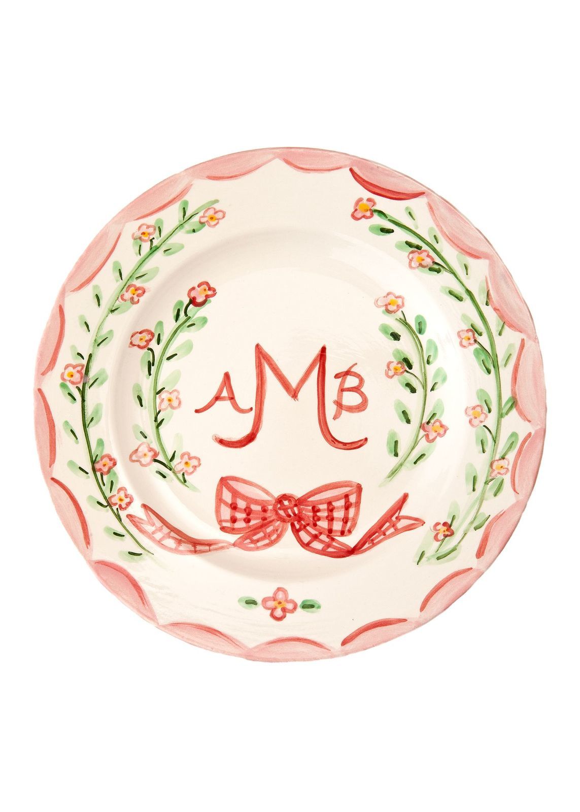 Monogram Dinner Plate Pink, 10"