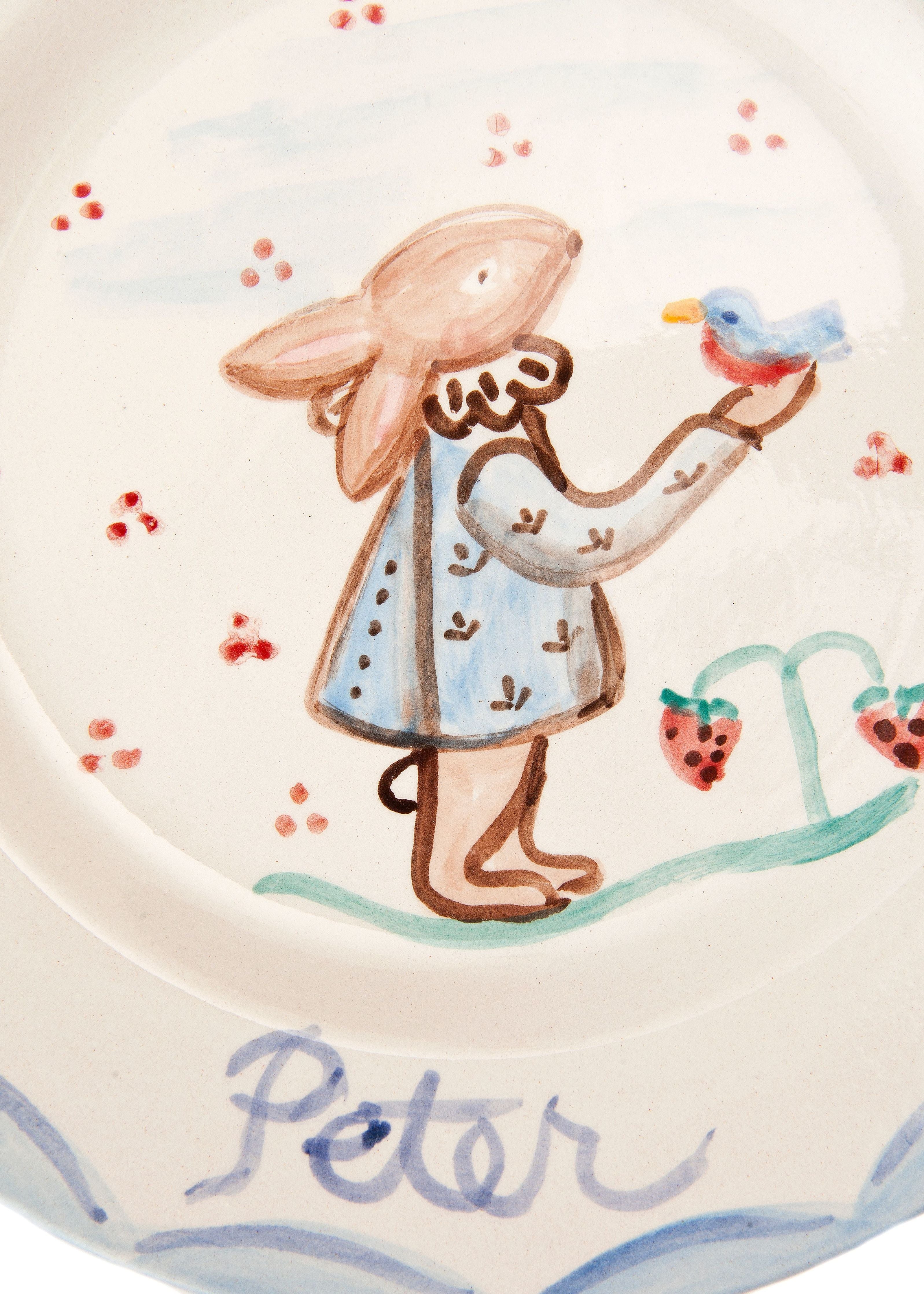 Bunny Plate in Blue, 7.5"