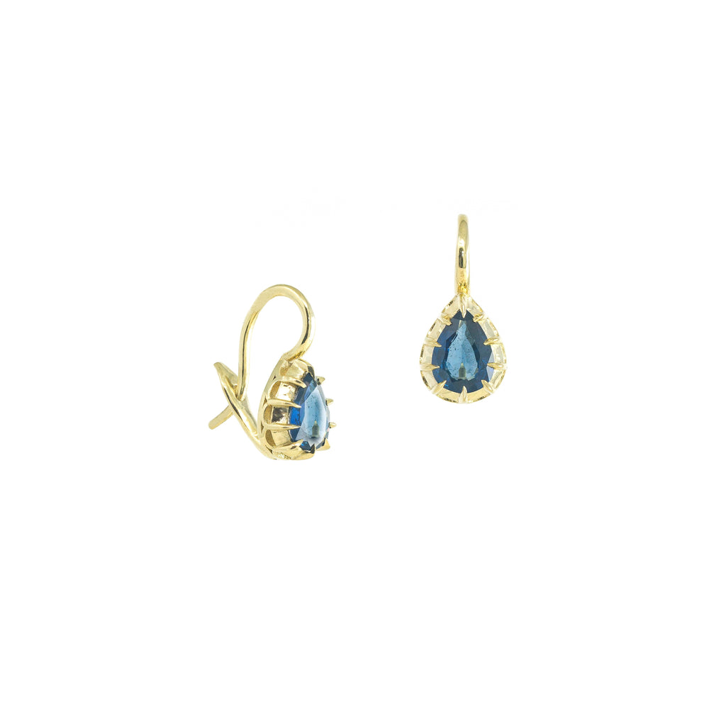 Blue Sapphire Pear Drop Earrings