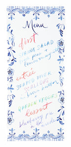 Blue and White Menus