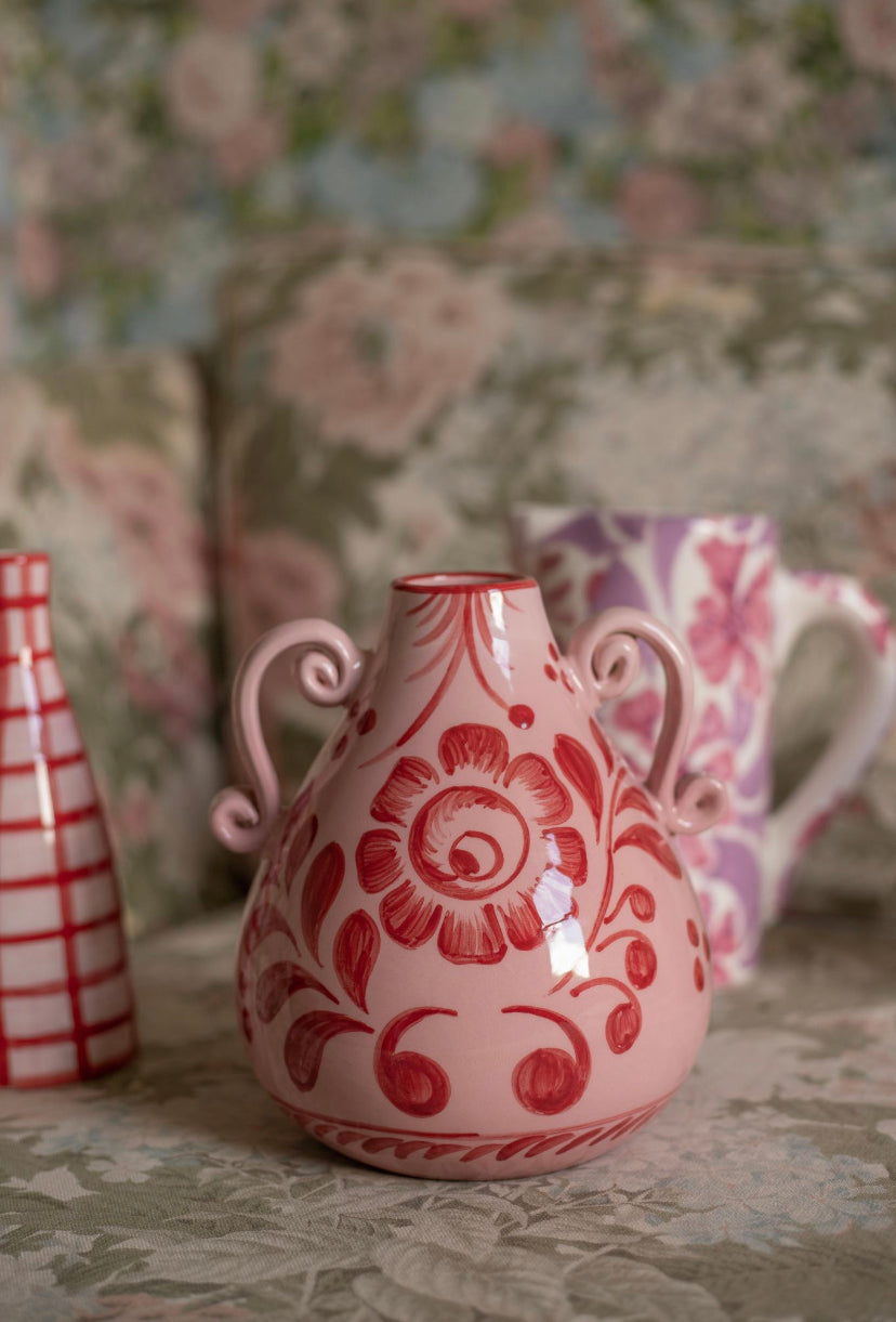 Amphora Vase in Wine & Baby Pink