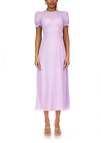 Elizabeth Dress Lavender Flocked Dot Over The Moon