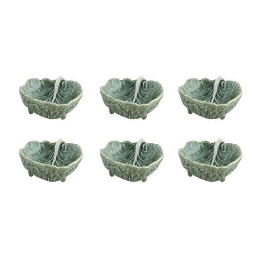 Cabbage Leaf 9" in Green, Set of 6
