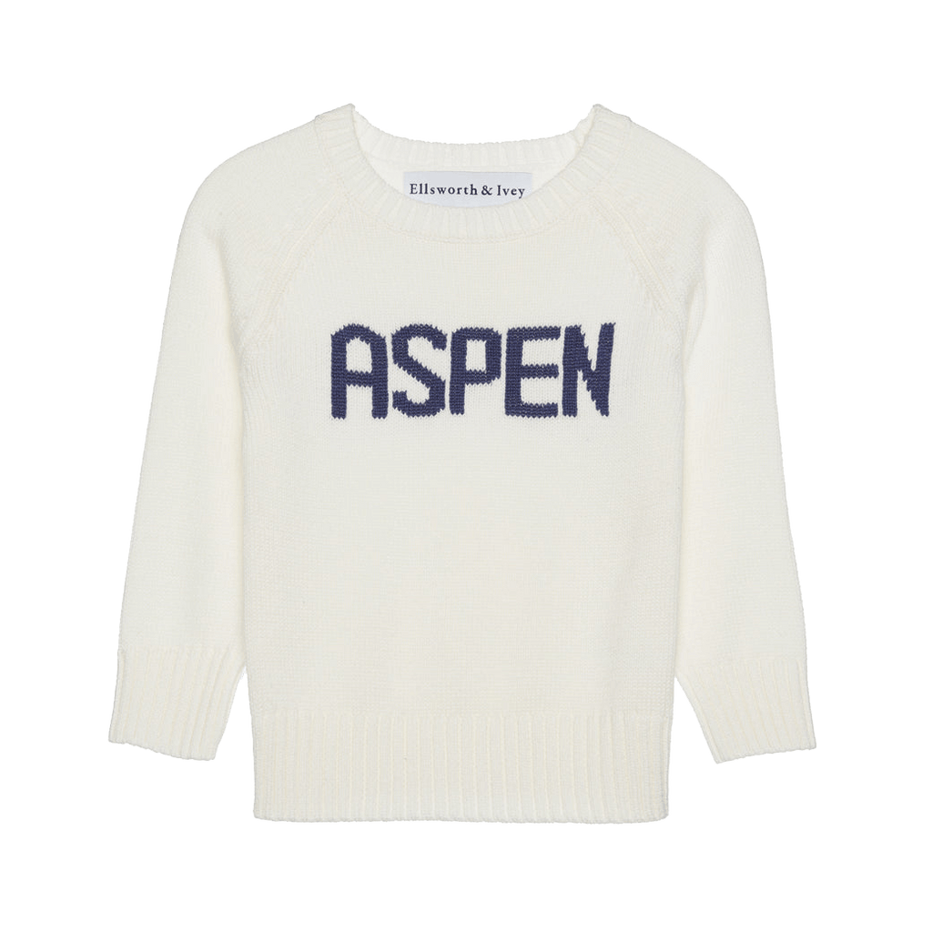 Kid's ivory and navy Aspen sweater