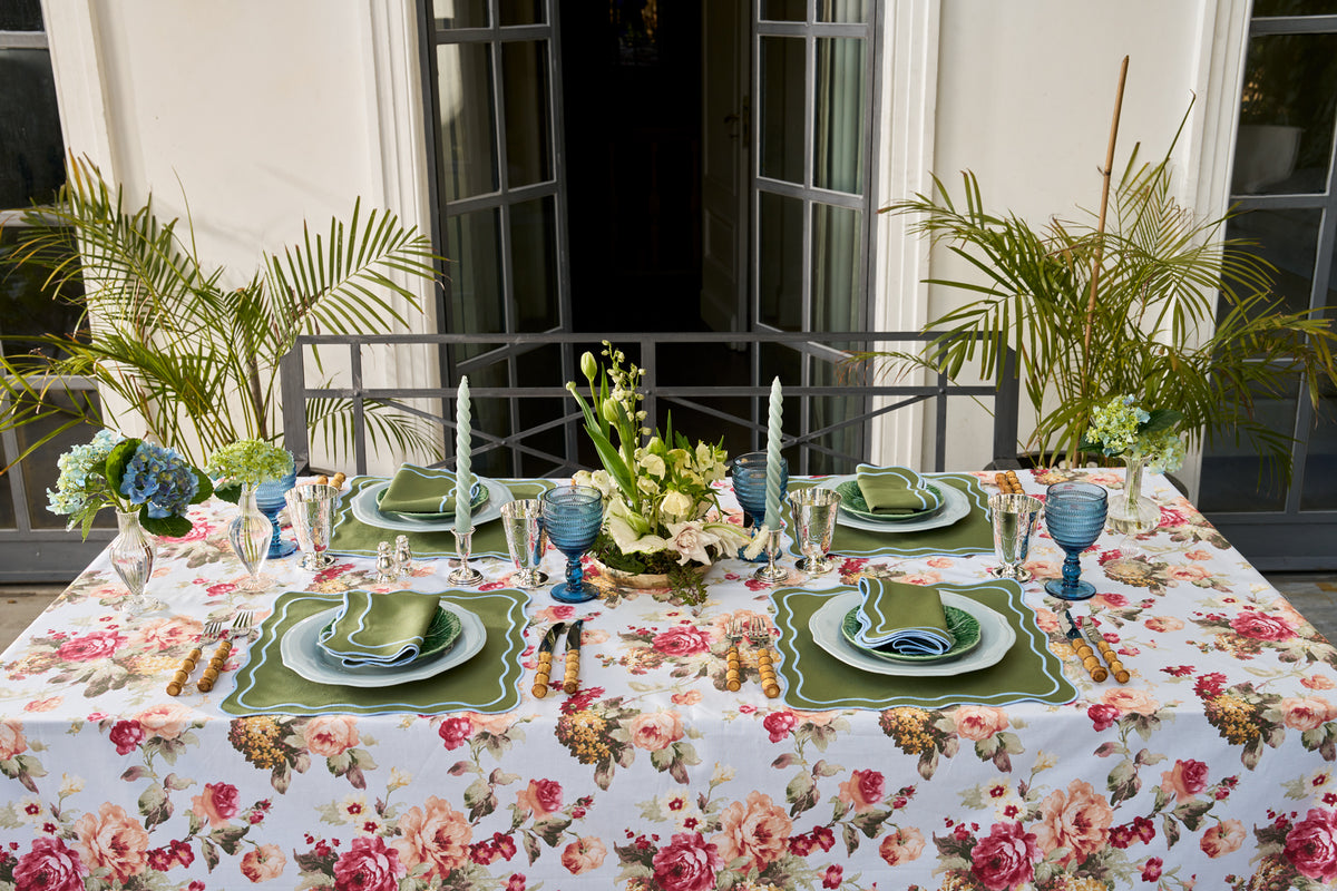 Wild Roses Tablecloth in Blue