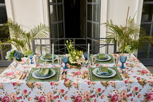 Wild Roses Tablecloth in Blue