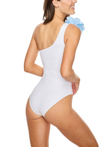 Margherita One-Piece With Blue Linen Flower