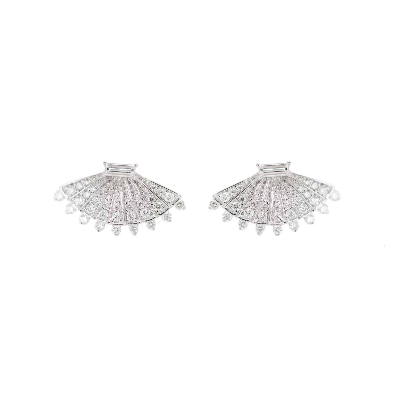 Rounded Fan Diamond Earrings