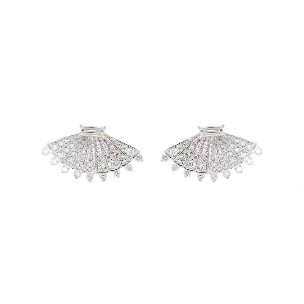 Rounded Fan Diamond Earrings